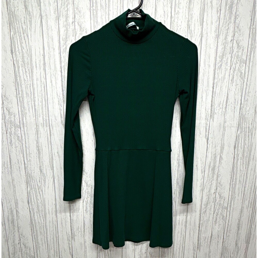 Reformation Jeans Womens Size S Green Knit Mock Neck Long Sleeve Ribbed Dress